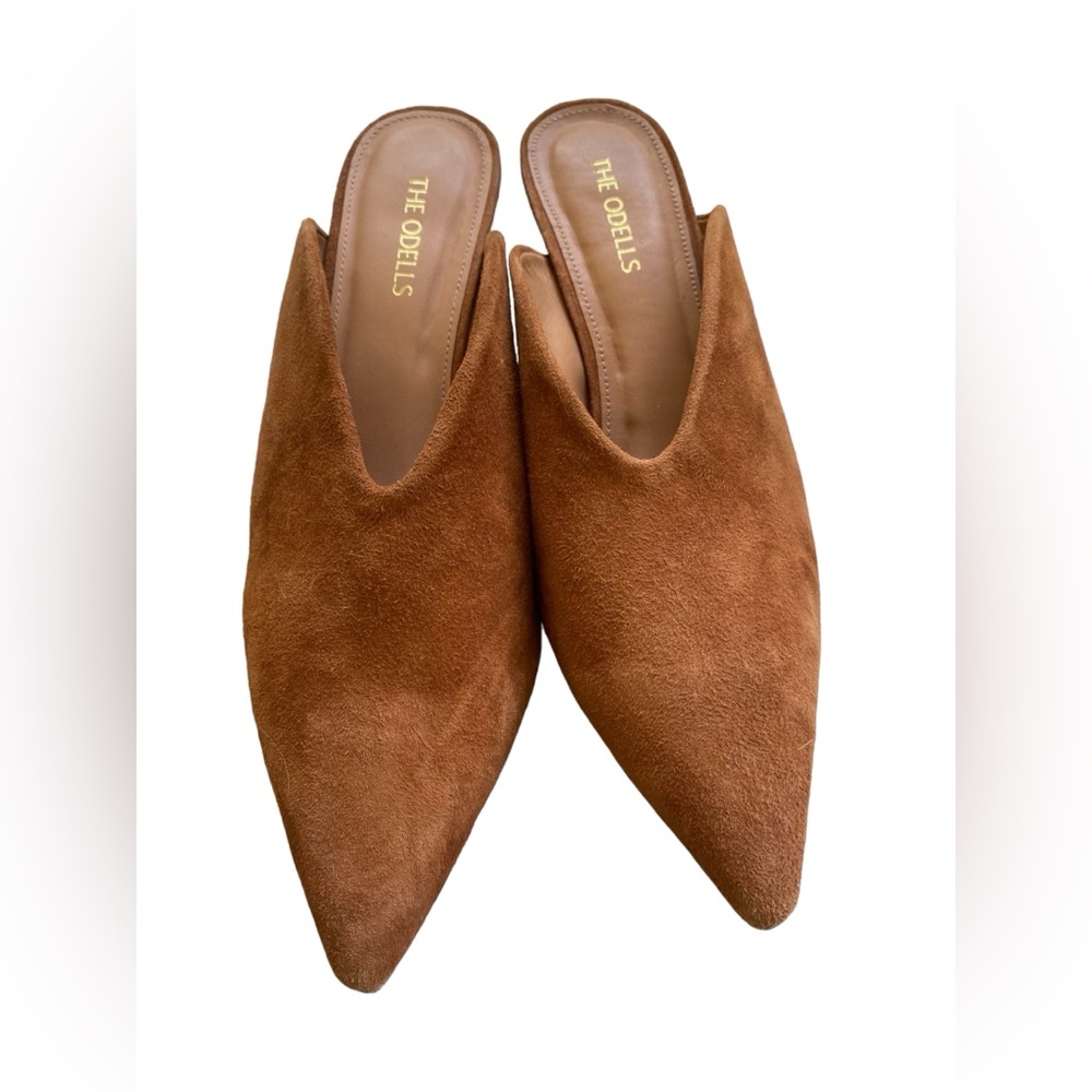 Anthropologie Brown Suede Mules
